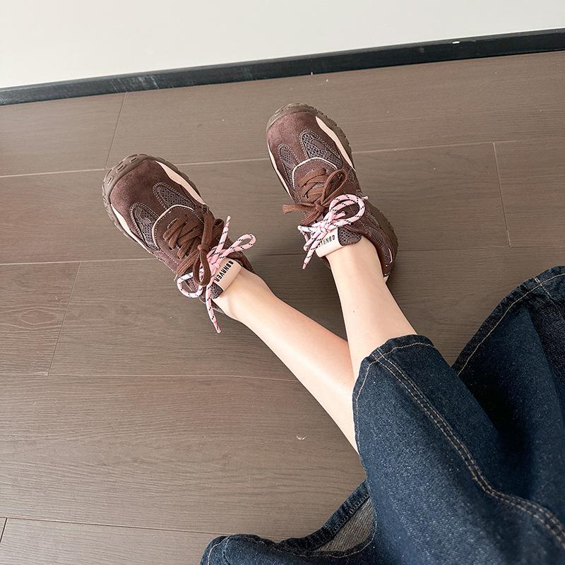 

Leather German training shoes women s casual suede round head sports shoes versatile Forrest Gump shoes small white shoes large size women s shoes 4 43 темно-коричневого