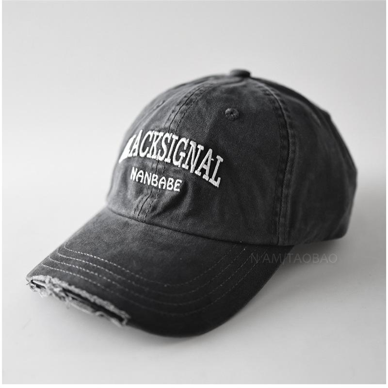 Fashion Hat Personality Ripped Soft Top Letter Embroidery Baseball Cap Men's and Women's Fashion Trend Versatile Shade Cap