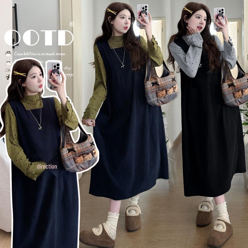 In Stock 2026 New Plus Size Corduroy Spring Maternity Dress Set XL