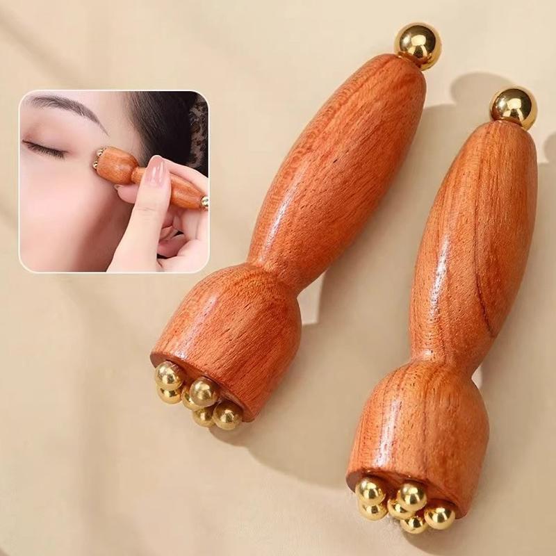 Professional Lotus Seedpod Beauty Brass & Rosewood Facial Gua Sha Tool Eye Relaxation Spot Meridians Acupoint Massage Handheld
