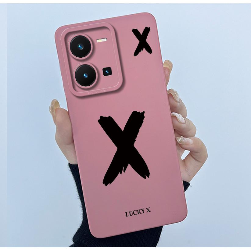 For Vivo Y35 Case Cute Initial Letters Soft Liquid Silicone Back Cover For Vivo Y 35 4G Funda Anti Drop Phone Protector Coque