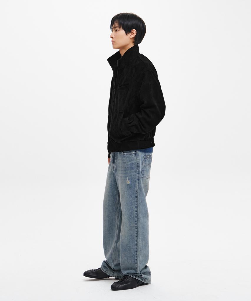 INTEMPOMOOD High-Neck Suede Jacket_Black