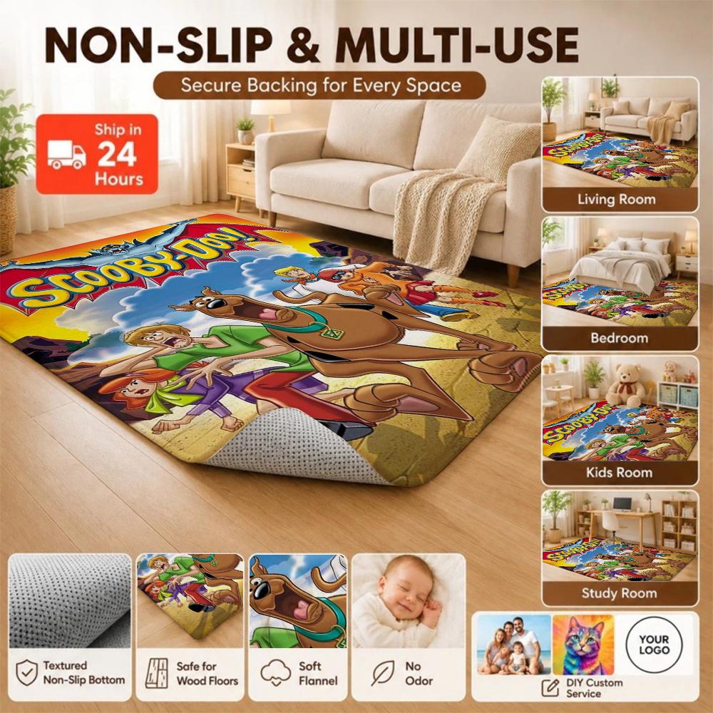 Scoobydoo Mystery Inc Gang Adventure Indoor Rug Nonslip Easyclean Carpet For Living Room Bedroom Hallway Home Decor Birthday Gift