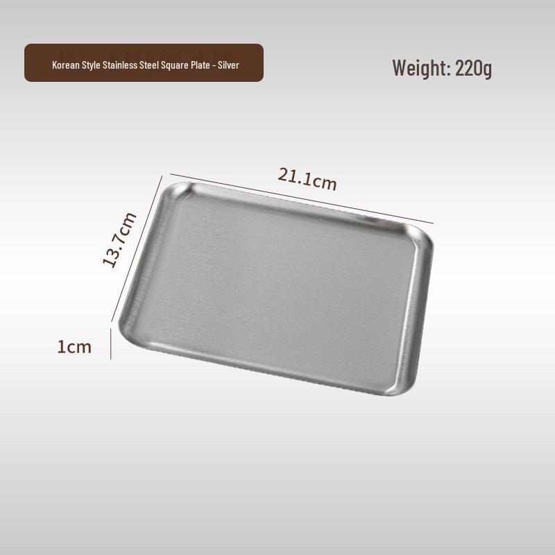 Korean Style 304 Stainless Steel Gold Rectangular Cafe Tray Dessert Plate
