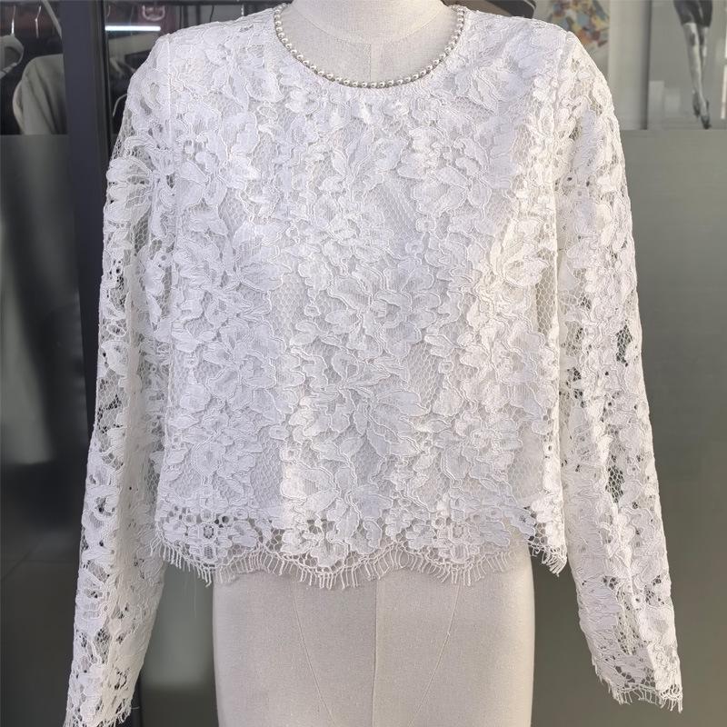 Sweet Pink & Purple Lace Hollow Top - New Spring/Summer European & American Style for Women