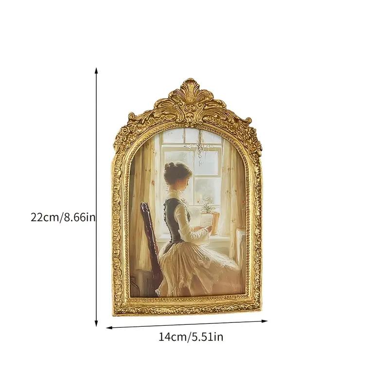 New French Retro Resin Photo Frame Home Decoration Elegant Relief Picture Frame Hanging Decoration Desktop Ornament Gift
