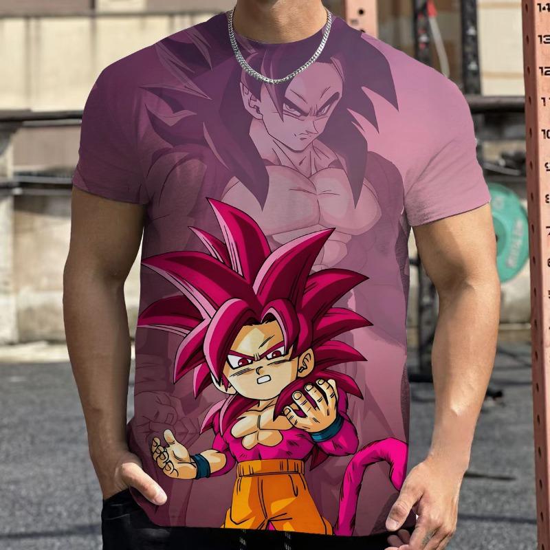 2026 Summer Dragon Ball Retro Fitness T-shirt Men's Oversized 3D Printed Short-sleeved Family Unisex Children's Sports Shirt