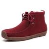 Fashion Winter Soft Sole Ankle Boots with Plush for Women Lace-Up Ladies Retro Flat Shoes Handmade Genuine Cow Leather Warm Sneakers
