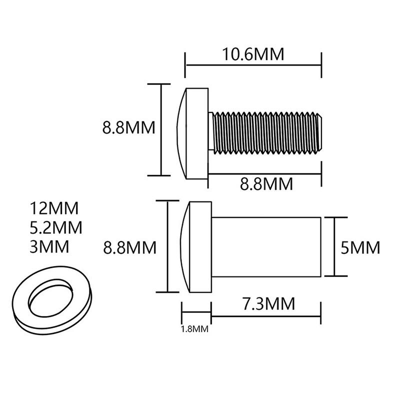 6 Sets Black Steel Short Post Chicago Screw Set Cross Head Perfect For Diy Kydex