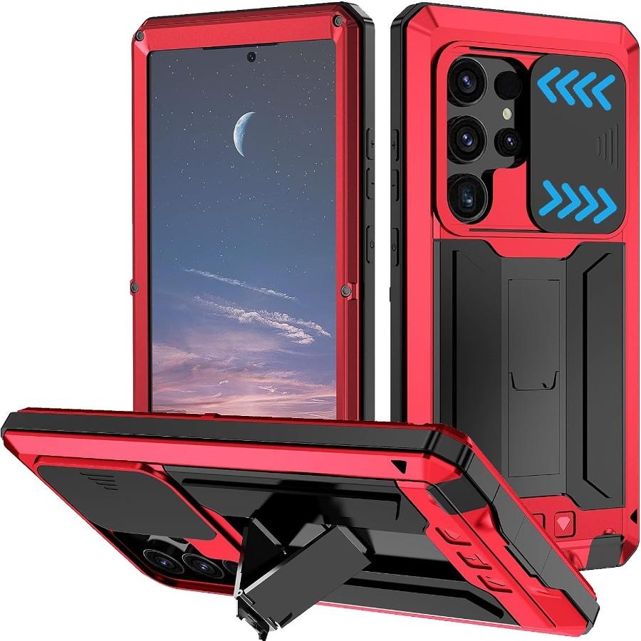 Aluminum Metal Shockproof Case For Samsung S25 Edge S24 S23 S22 Plus S21 Ultra Heavy Duty Screen Protector Sliding Camera Cover