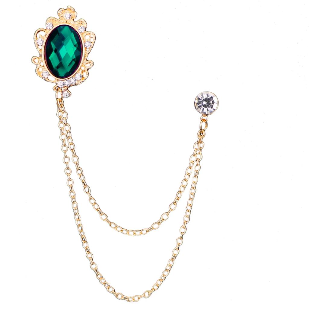i-Remiel Fashion New Crystal Tassel Chain Brooches Personality Suit Badge Dress Corsage Brooch Jewelry Luxury Men Accessories