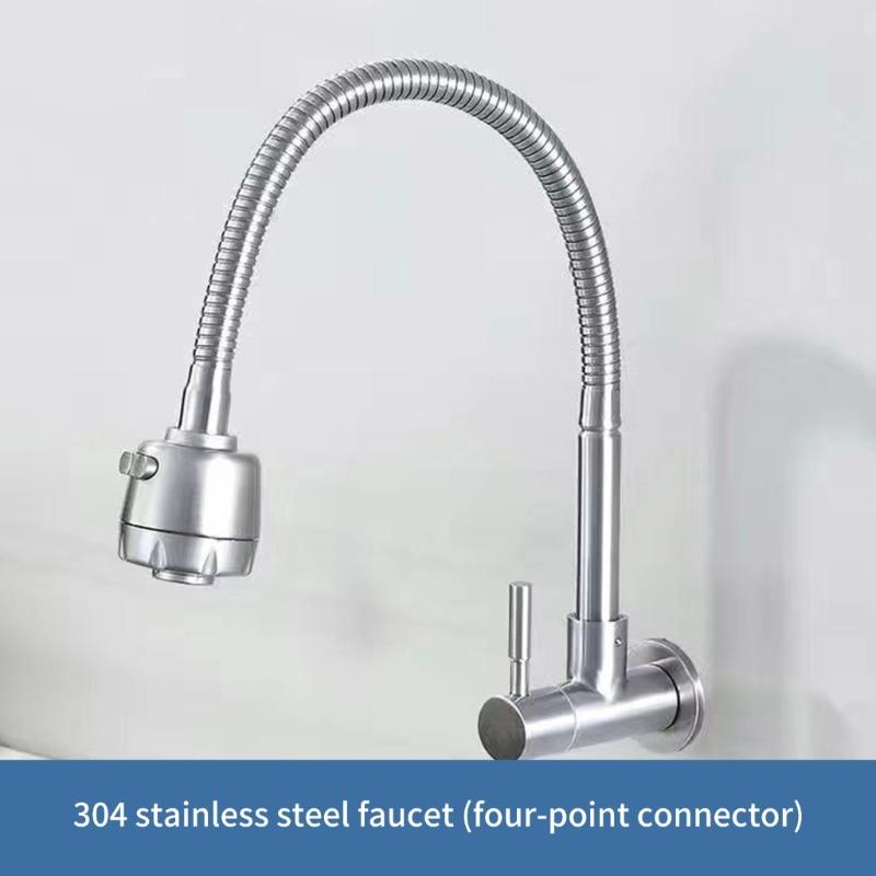 Upgrades Steel Kitchen Faucet Wall Mount Single Cold Tap 360 Rotation Kitchen Sink Faucet Simple Installation for House