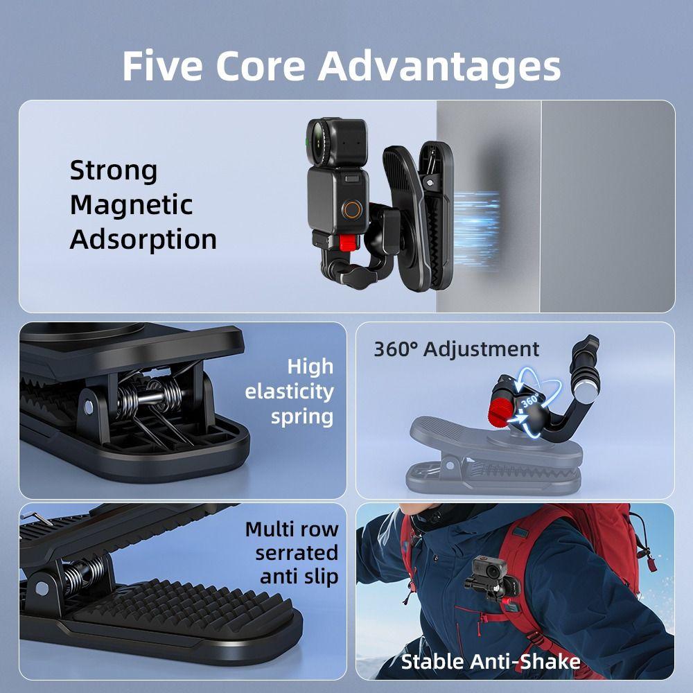 360 Rotatable Backpack Clip Clamp for DJI Osmo Nano/360/Pocket3/Insta360 Ace Pro