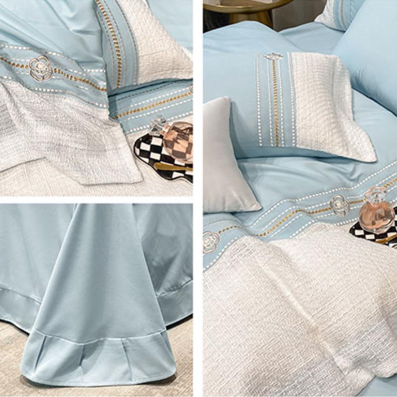 Four Seasons Universal Bedding Light Luxury Small Fragrance High-end Embroidery Thickened Matted Four-piece Sheet Luxury Bedding