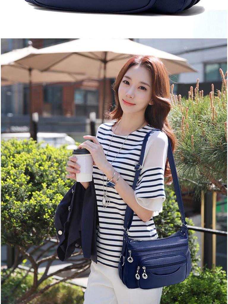 2019 Summer Soft Leather Crossbody Handbag for Middle-Aged Women