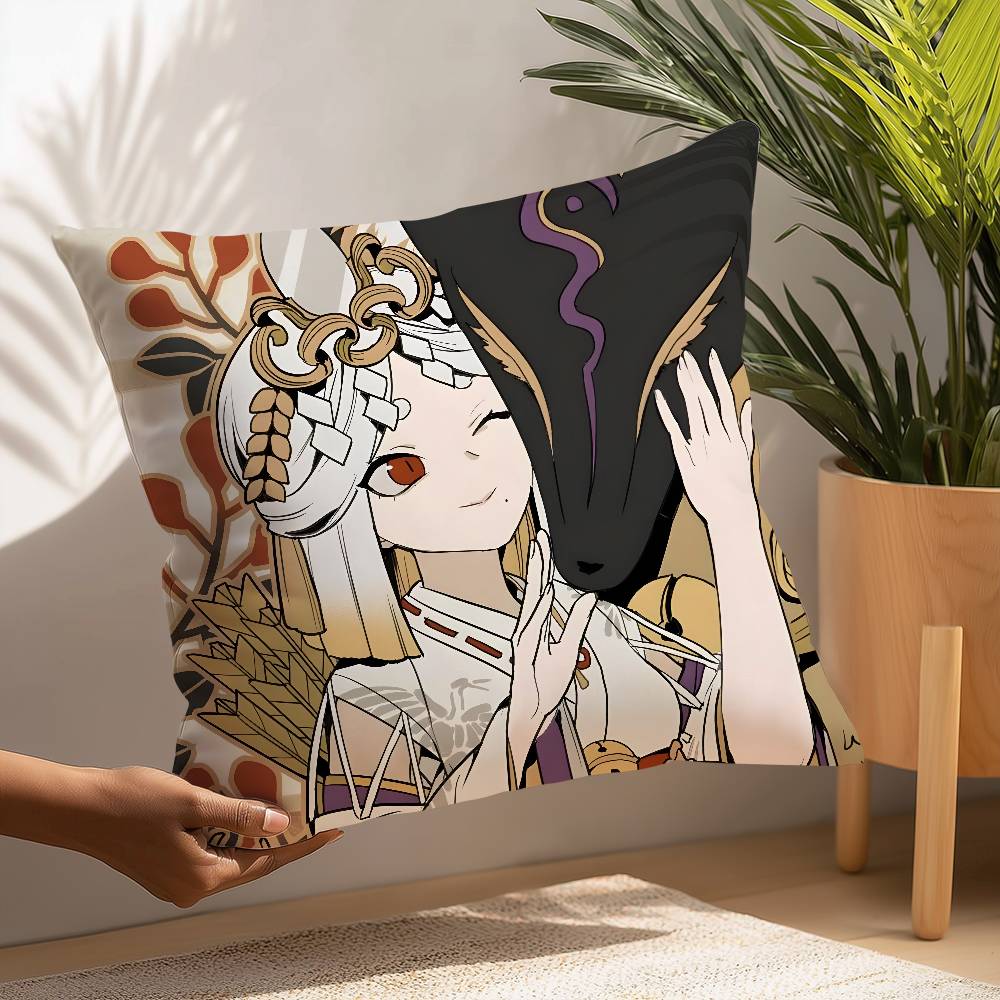 Hot Game Onmyoji Pillow Case Plush Fabric Soft Pillowcase Double Sided Print Cushion Cover Household Gifts