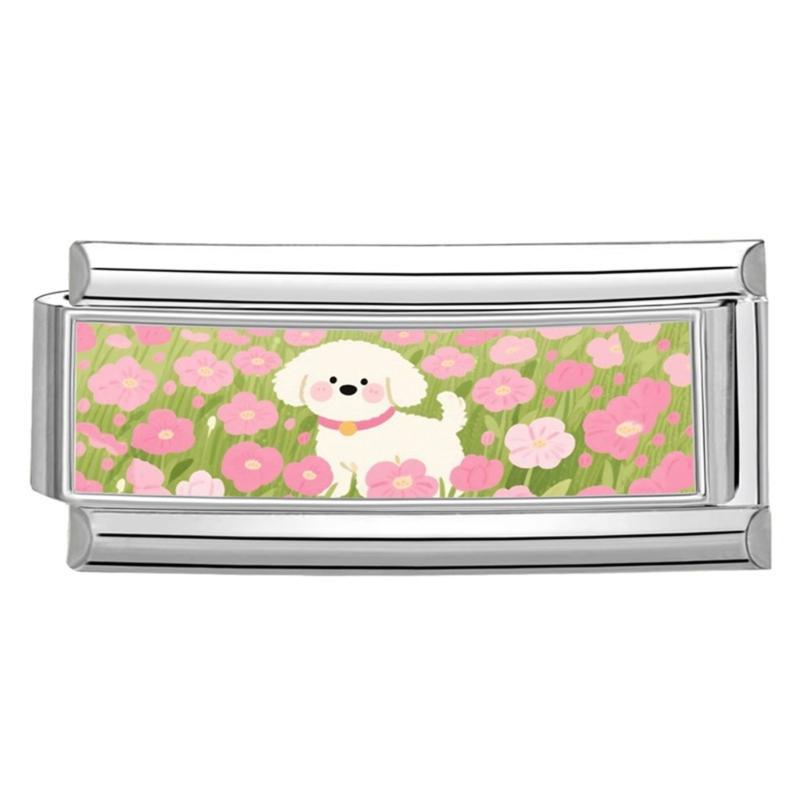 Photo Italian Modular Bracelet Band Link Connector Stainless Steel Texture Jewelry Accessories Suitable for Enthusiasts