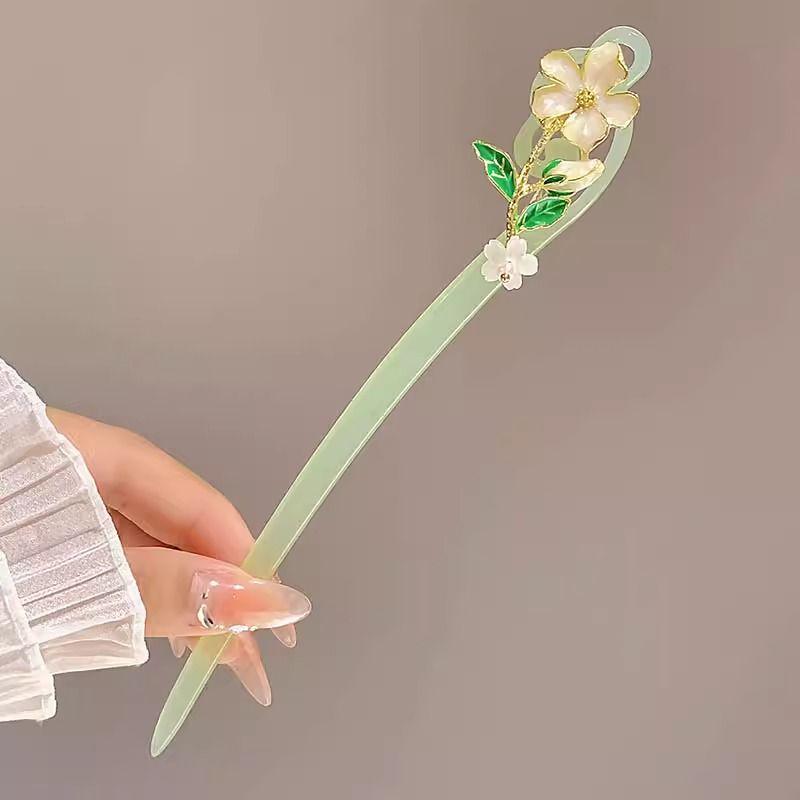 Elegancka spinka do włosów Hanfu z kwiatem: Wysokiej klasy potrząsanie krokami z frędzlami do upięcia