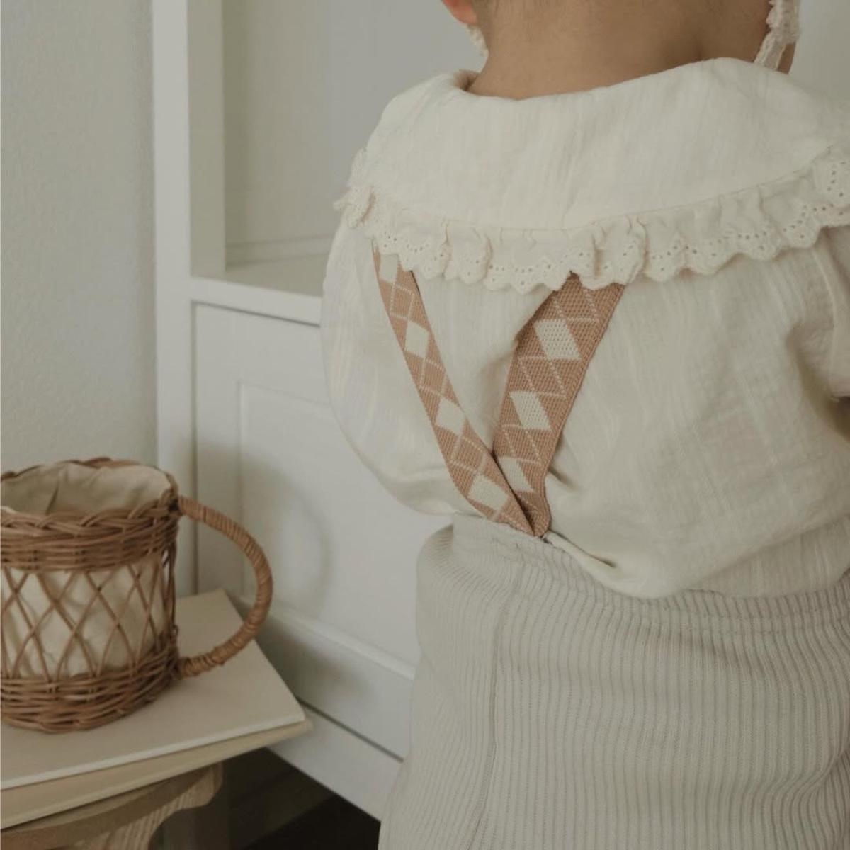 

Korean Children s Ribbed Plaid Suspender Overalls - Unisex Baby Retro Casual Pants 73 cm