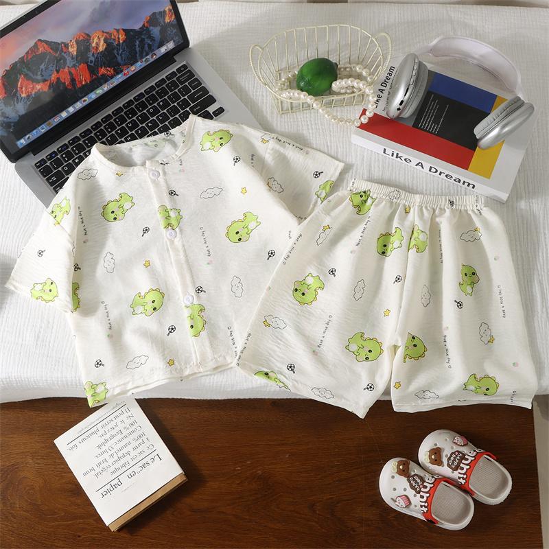 Children's Short Sleeved Set Summer Cotton Cartoon Two-piece Home Suit