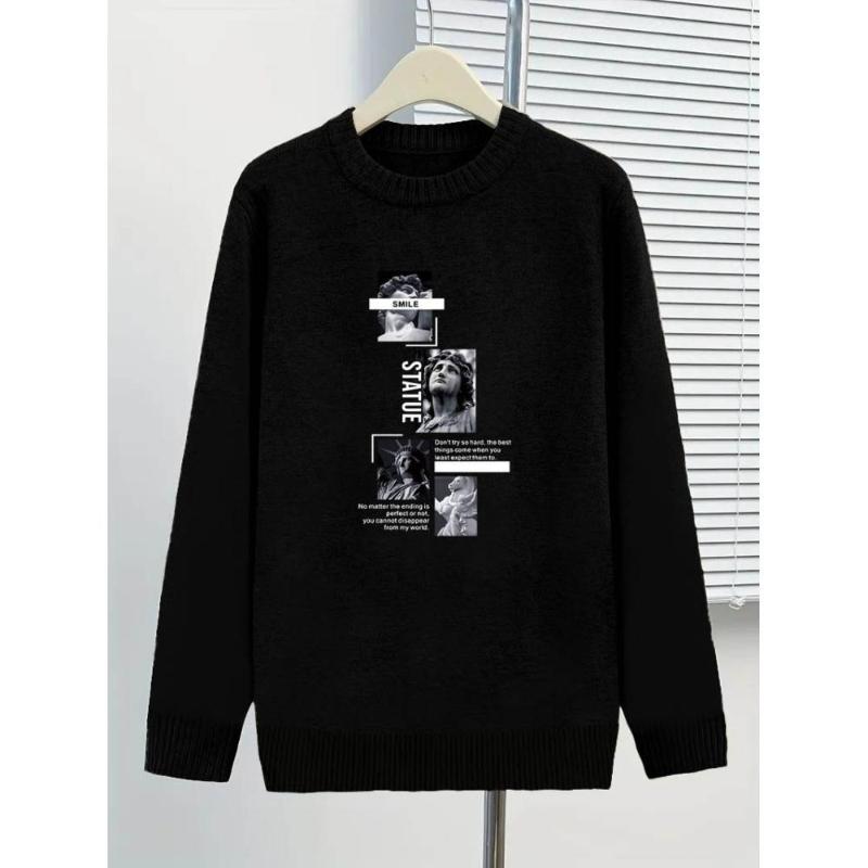 

Мужской свитер оверсайз с высоким воротом, принт тай-дай, мягкий полиэстер, богемный повседневный стиль XXL чёрный