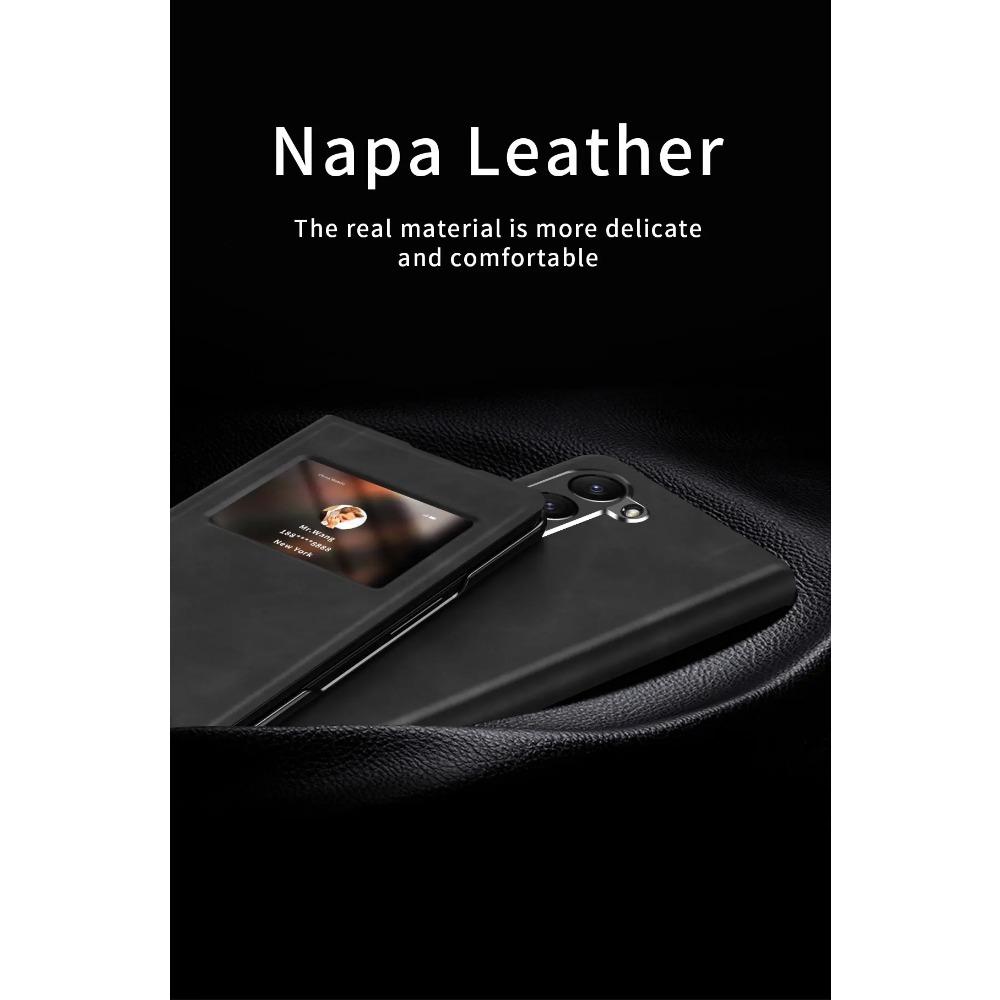 Business PU Leather Window Preview Phone Cover for Samsung Galaxy Z Fold 6 5 4 3 2 Case Hidden Bracket Foldable Holder Stand