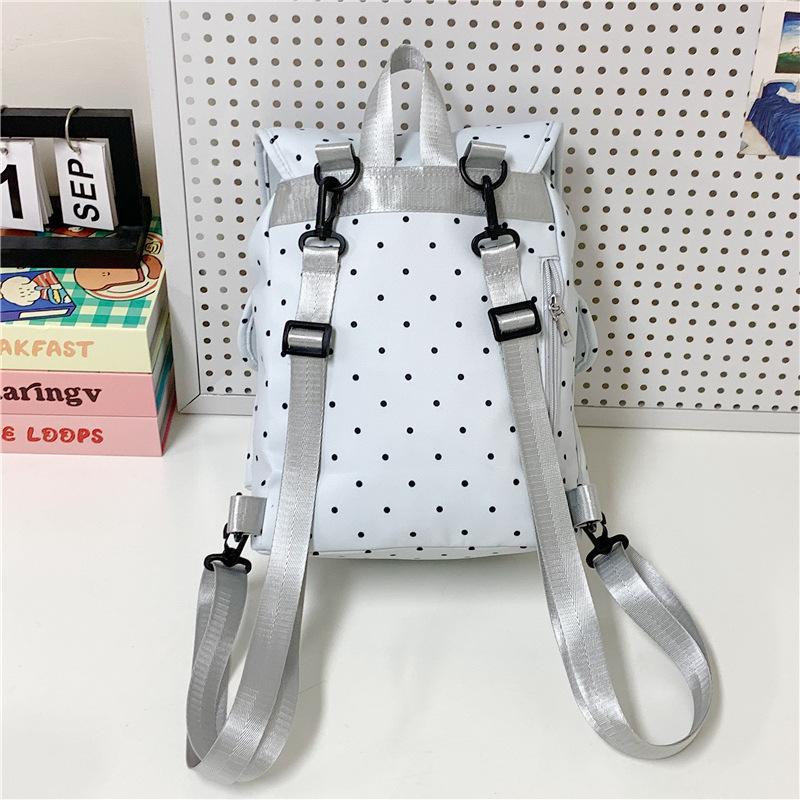 Schoolbag Bow Polka Dot Strap Backpack Female College Style College Student Commuter School Bag Niche Leisure Travel Small Backpack