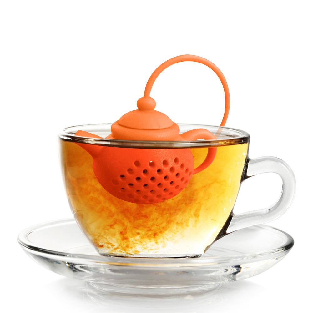 Teapot Shape Tea Infuser Reusable Silicone Tea Filter with Long Handle Tea Steeper for Loose Leaf Tea Spices and Seasonings