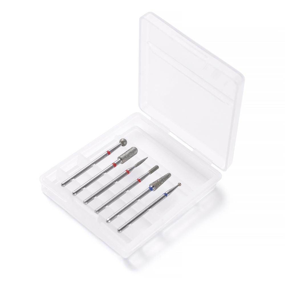 6pcs Nail Dill Bits Diamond Milling Cutter for Manicure 3/32" Burr Electric Nail File Cuticle Remover Tool