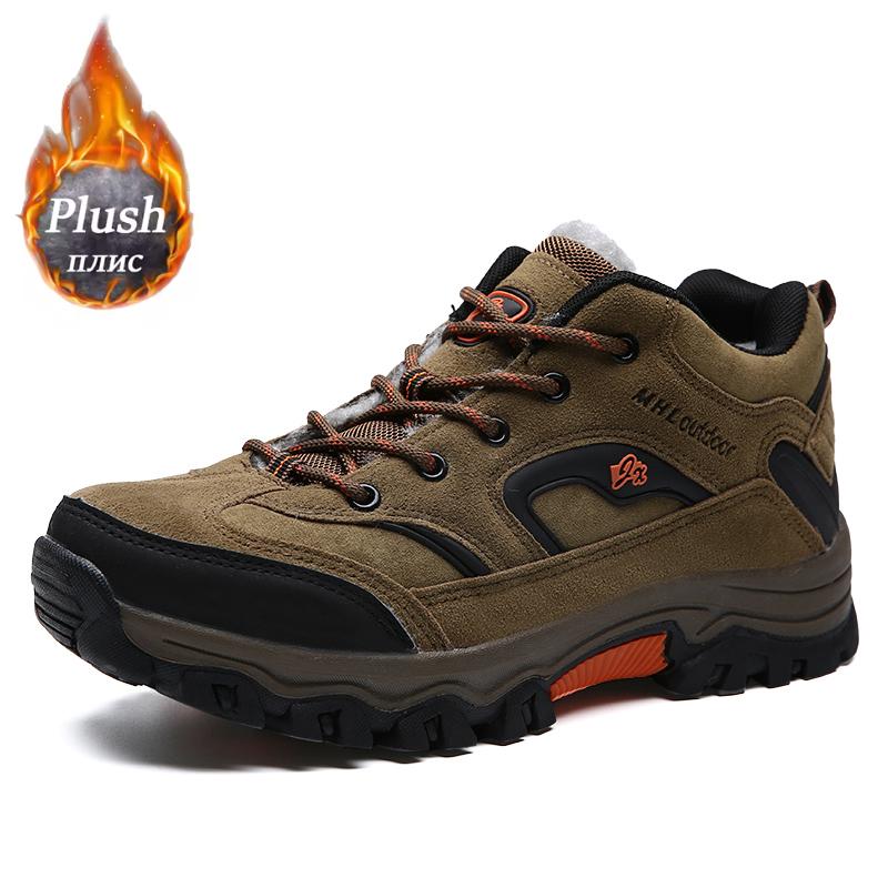 Outdoor Men Hiking Shoes Sneakers Non-Slip Casual Shoe Lightweight Women Walk Shoe Comfortable Fur Tenis Masculino Unisex Winter