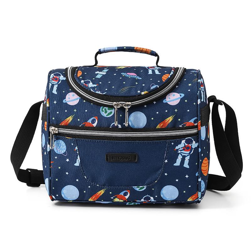 New Printed Oxford Cloth Insulated Bag Handheld Lunch Bag Waterproof Lunch Bag Student Large Capacity Crossbody Bento Bag