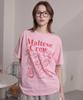 WAIKEI Maltese Crew Line Graphic Short Sleeve T-Shirt Pink