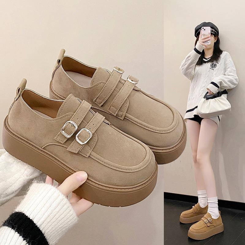 Retro Platform Women's New Spring One-pedal Single Shoes with Skirts Student Shoes