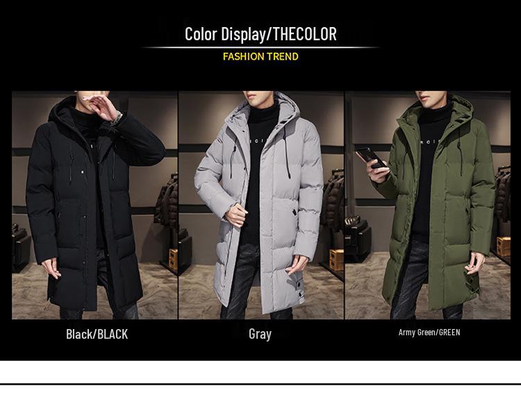 Men's Winter Mid-Length Cotton Padded Jacket: Trendy, Thick, Plus Size