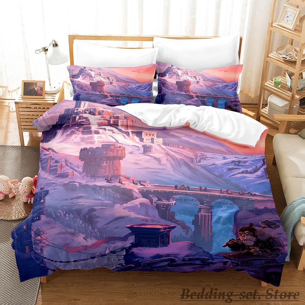 Cool Fantasy City Bedding Set Single Twin Full Queen King Size Bed Set Aldult Kid Bedroom Duvetcover Sets Anime Bed Letti