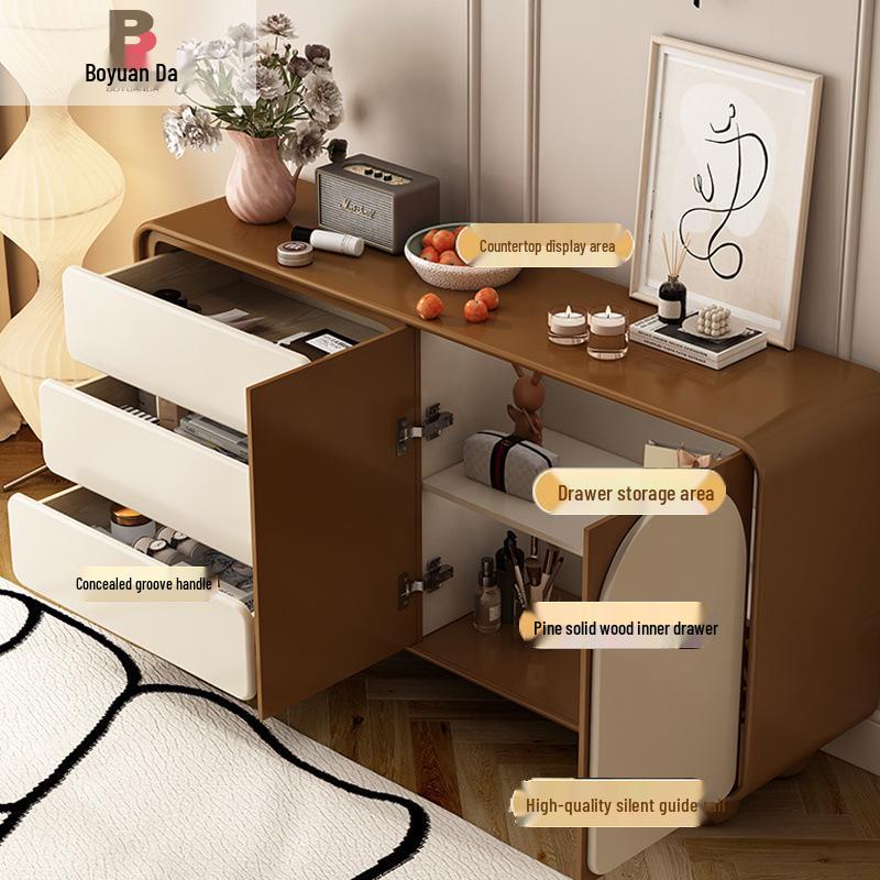 Solid Wood Five-Drawer Cabinet: Bedroom & Living Room Storage Solution