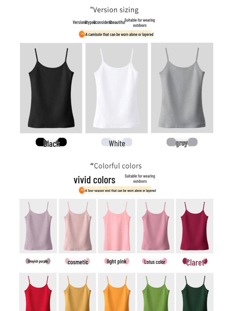 Women's Pure Cotton Black Camisole Vest – Small, Tight-Fitting, Sexy, Plus Size, Short Top for Summer/Spring.