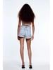 High-Waisted French Style Rolled Hem Denim Shorts