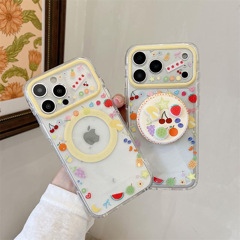 Sequined Magnetic Fruit Holder for iPhone 17/16 Pro Max/15/14 Cases
