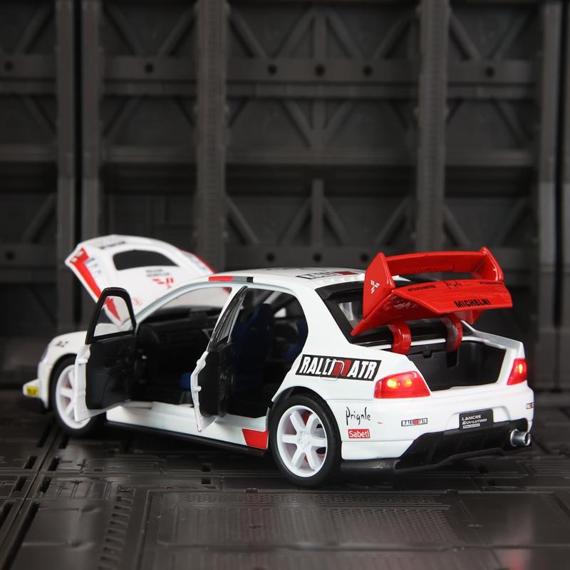 1:32 Mitsubishi EVO 9th generation alloy rally car model doors and engine hood, trunk can be opened has sound and lighting