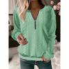  Women's Long Sleeve Knit Top Casual Quarter Zip Textured Sweater Pullover For Daily Wear
