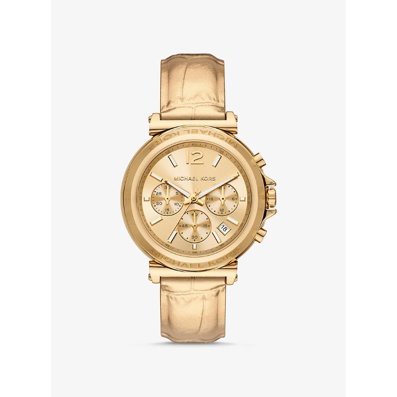 

Мужские часы Michael Kors Oversized Maren с золотистым покрытием и тиснением под металлическую крокодиловую кожу MK7508 золотой