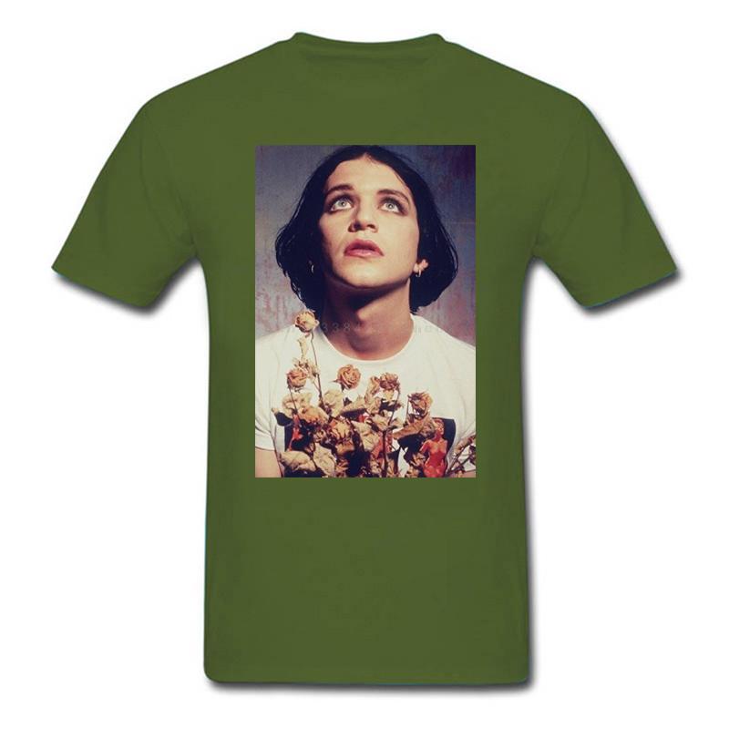 Placebo Brian Molko Con Flores Negro Para Moda D Camisetas Verano Mujer