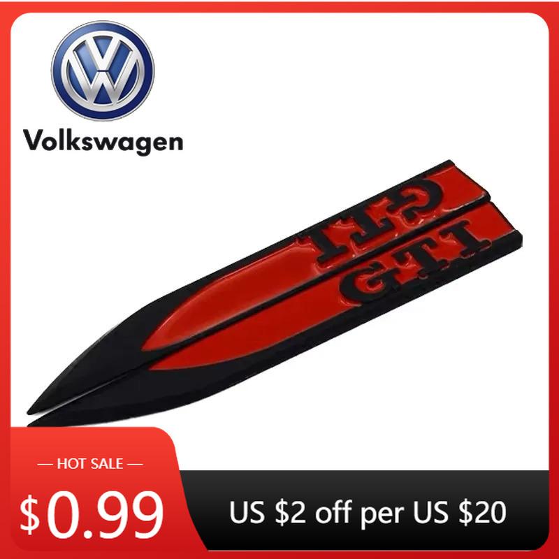 A1-2026 Hot VOLKSWAGEN Black and Red Metal Sticker Blade Side Mark Emblem GTI Wording for Volkswagen VW Golf 3 4 5 6 7 MK4 MK5 MK6