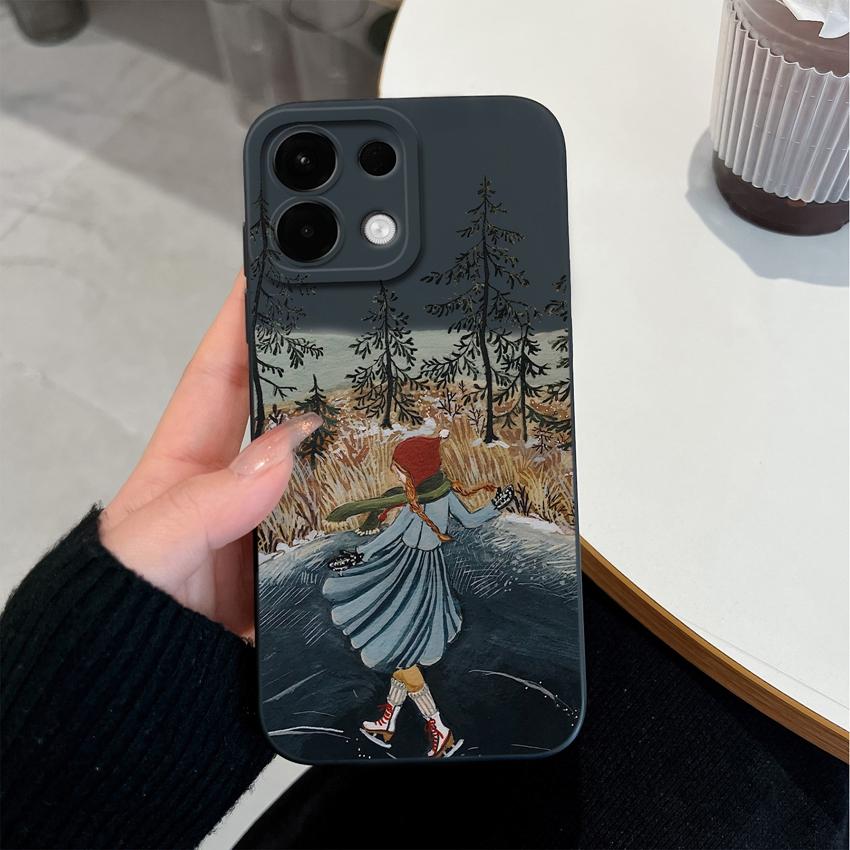 For Oppo Realme 7 10 8 9 5 6 Pro Plus A5 A5X K12 Case Beautiful High Mountain Pattern Liquid Silicone Top Quality Anti Fingerprint Shell For Oppo Capa