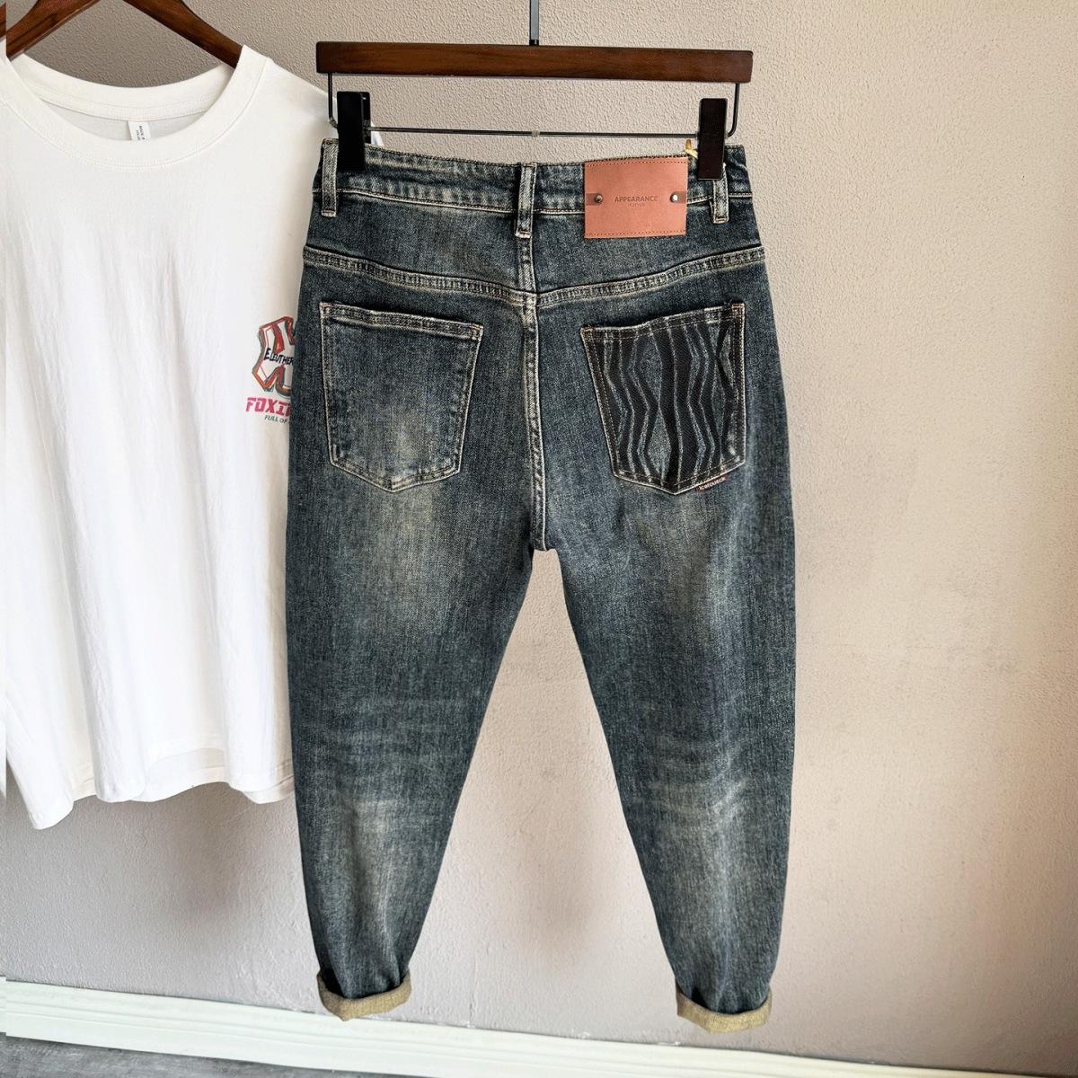 JYL Men s Cropped Jeans  Winter Slim Straight Trendy Denim 30 бездна