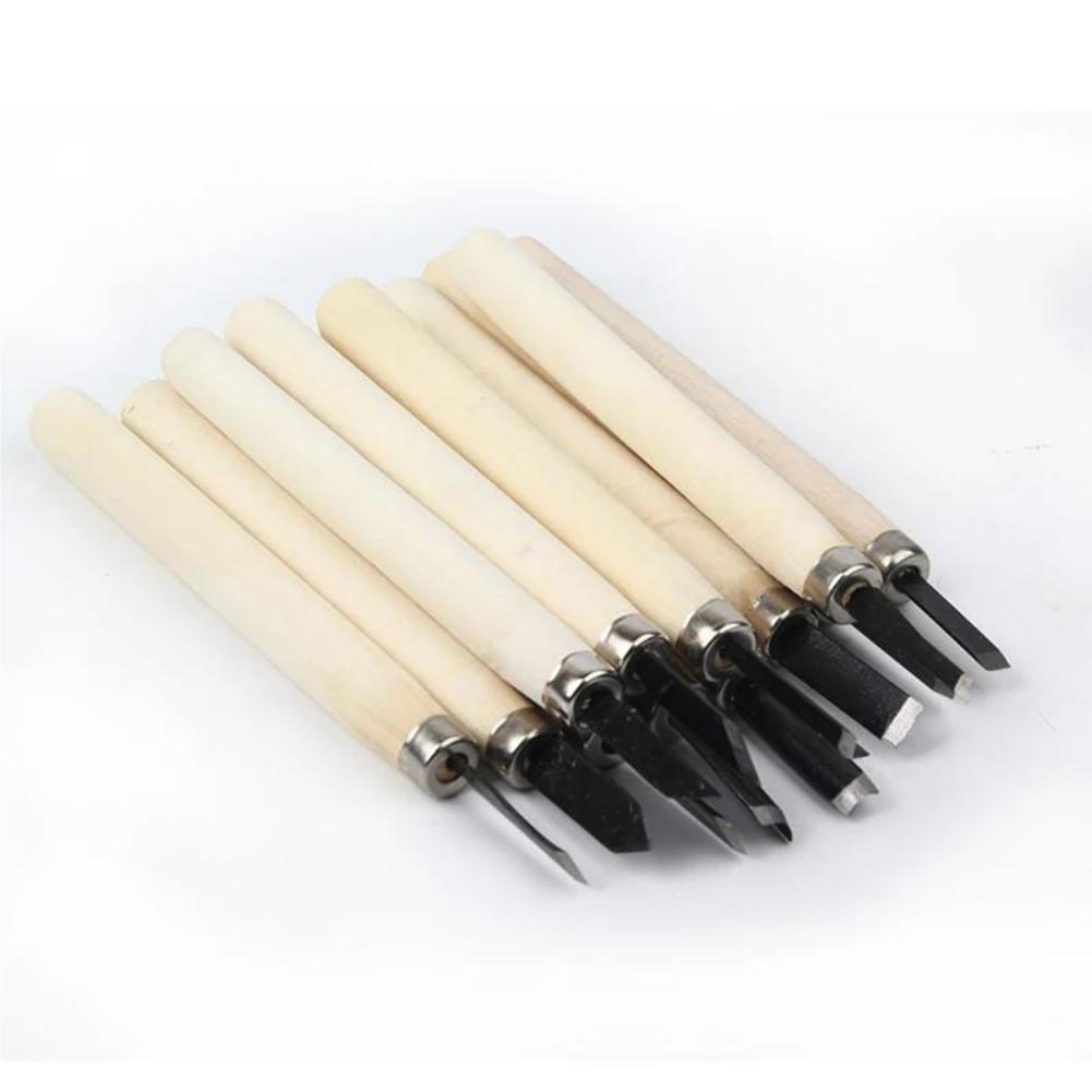 12 Piezas/8 Piezas Cinceles para Tallado en Madera Cuchillo Para Corte Básico de Madera Herramientas DIY y Gubias Detalladas para Carpintería Herramientas Manuales GYH