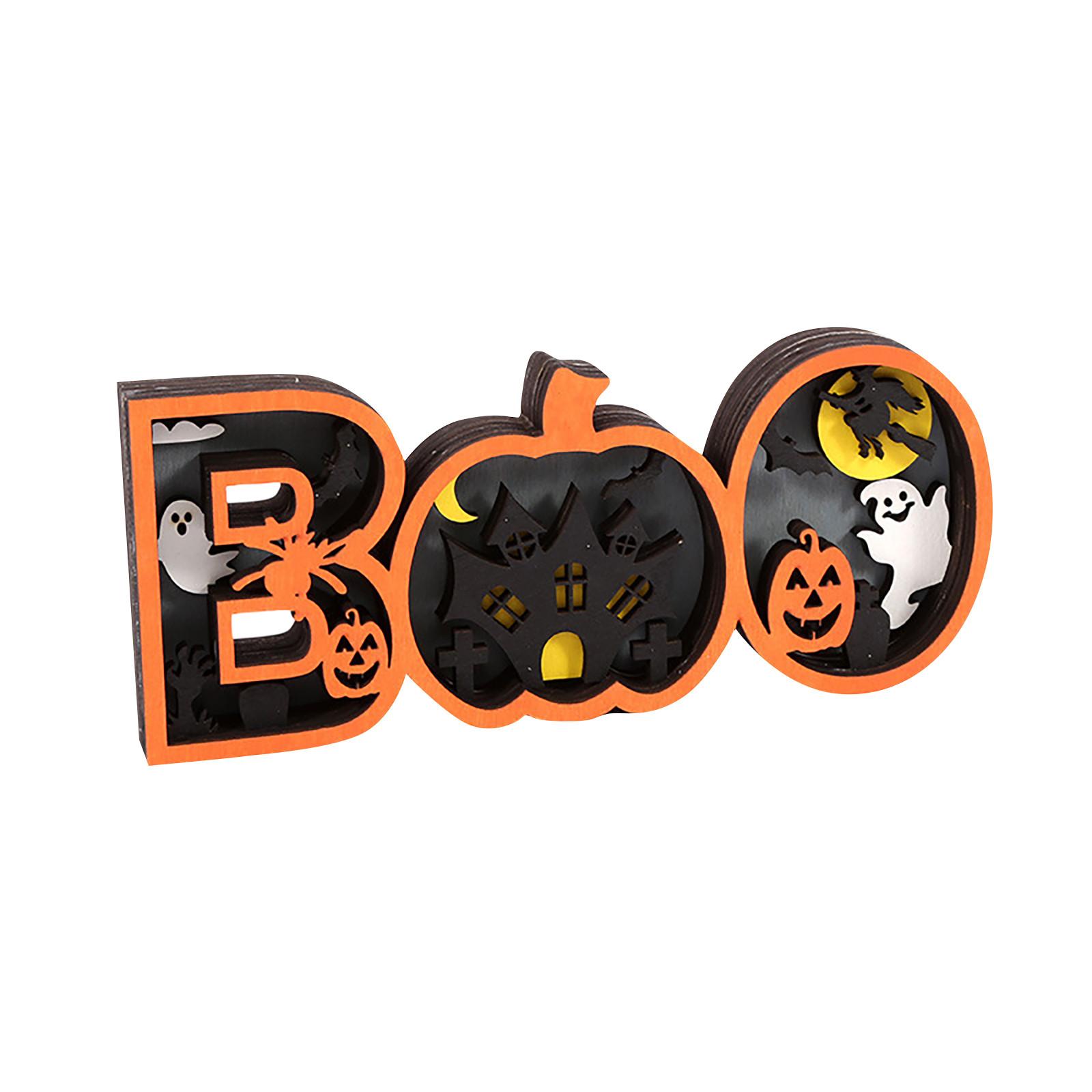 

Деревянные украшения на Хэллоуин Декоративный светильник на Хэллоуин Жуткий деревянный знак Декор стола Светильник для гостиной кухни One Size