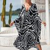 YYFS Women's Fashion Vacation Summer Spring Geometric Print Long Sleeve V-Neck Casual Dresses