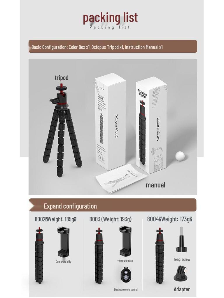 Oktopus Handyhalter: Verstellbares tragbares Outdoor-Selfie-Stativ für Live-Streaming & zum Ansehen von Dramen